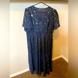 Bloomchic maxi dress with metallic stars, never worn!